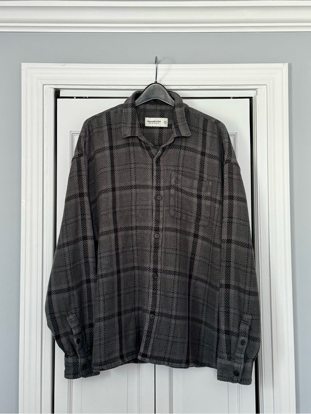 Abercrombie & Fitch Charcoal Gray Plaid Button-Down Shirt